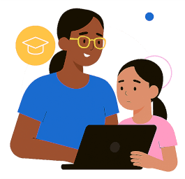 Teacher and student reviewing academic progress together